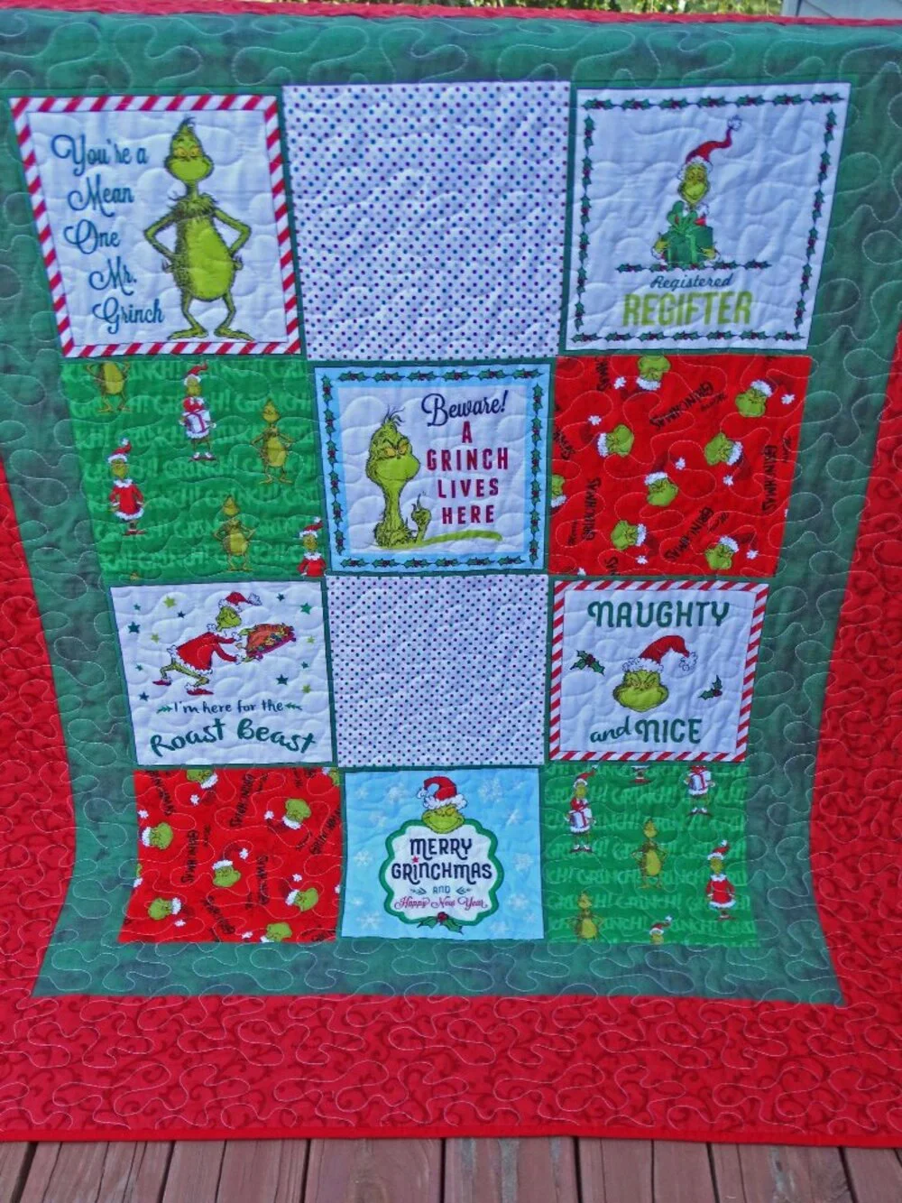 Handmade Quilt How the Grinch Stole Christmas finished quilt